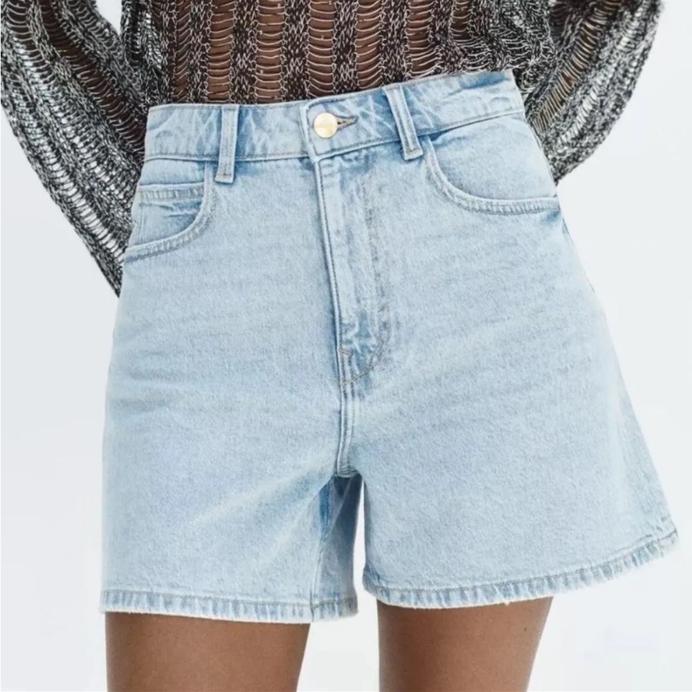 Zara High Rise 4.5in Inseam Denim Shorts